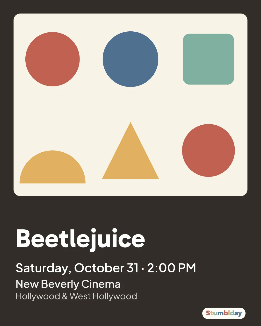 Flyer for Beetlejuice: Saturday, October 31 · 2:00 PM at New Beverly Cinema