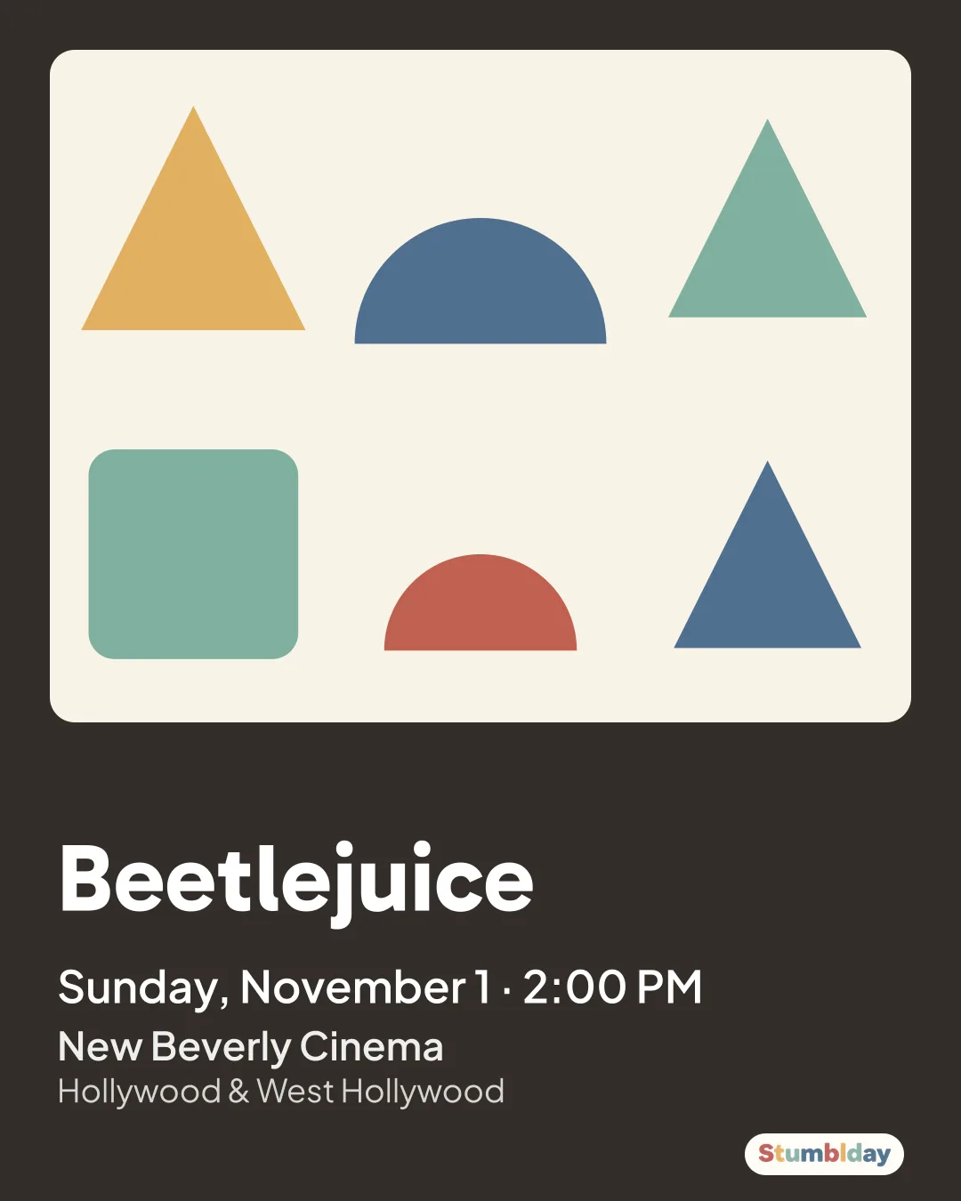 Flyer for Beetlejuice: Sunday, November 1 · 2:00 PM at New Beverly Cinema
