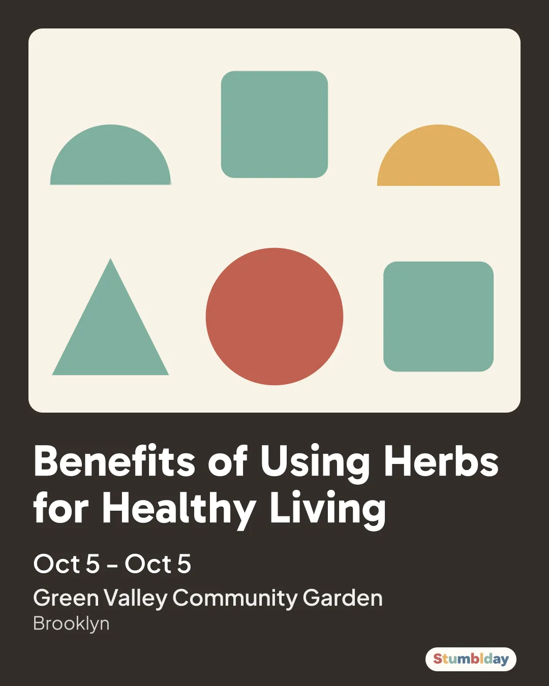 Flyer for Benefits of Using Herbs for Healthy Living: Monday, October 5 · 5:00 PM at Green Valley Community Garden
