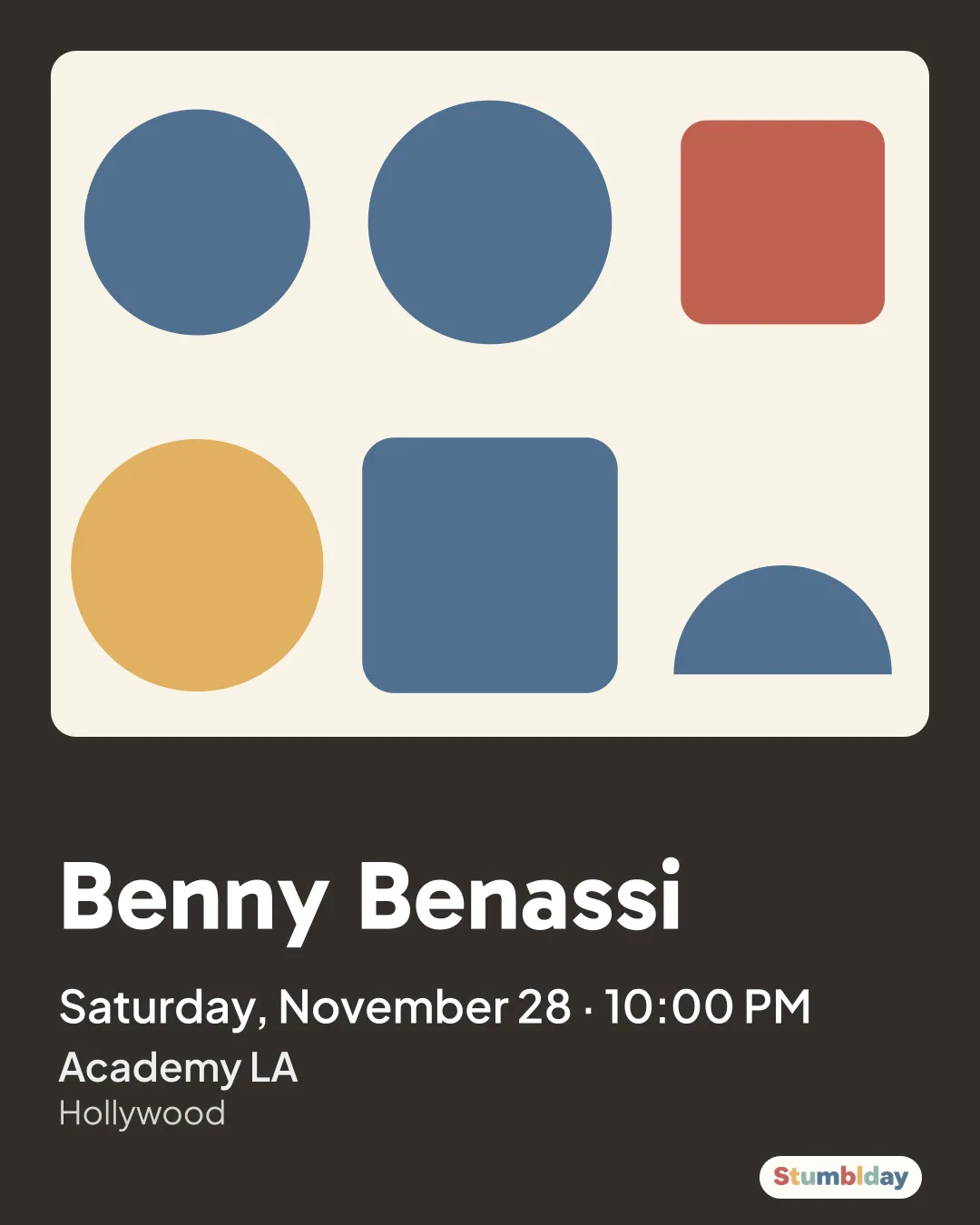 Flyer for Benny Benassi: Saturday, November 28 · 10:00 PM at Academy LA