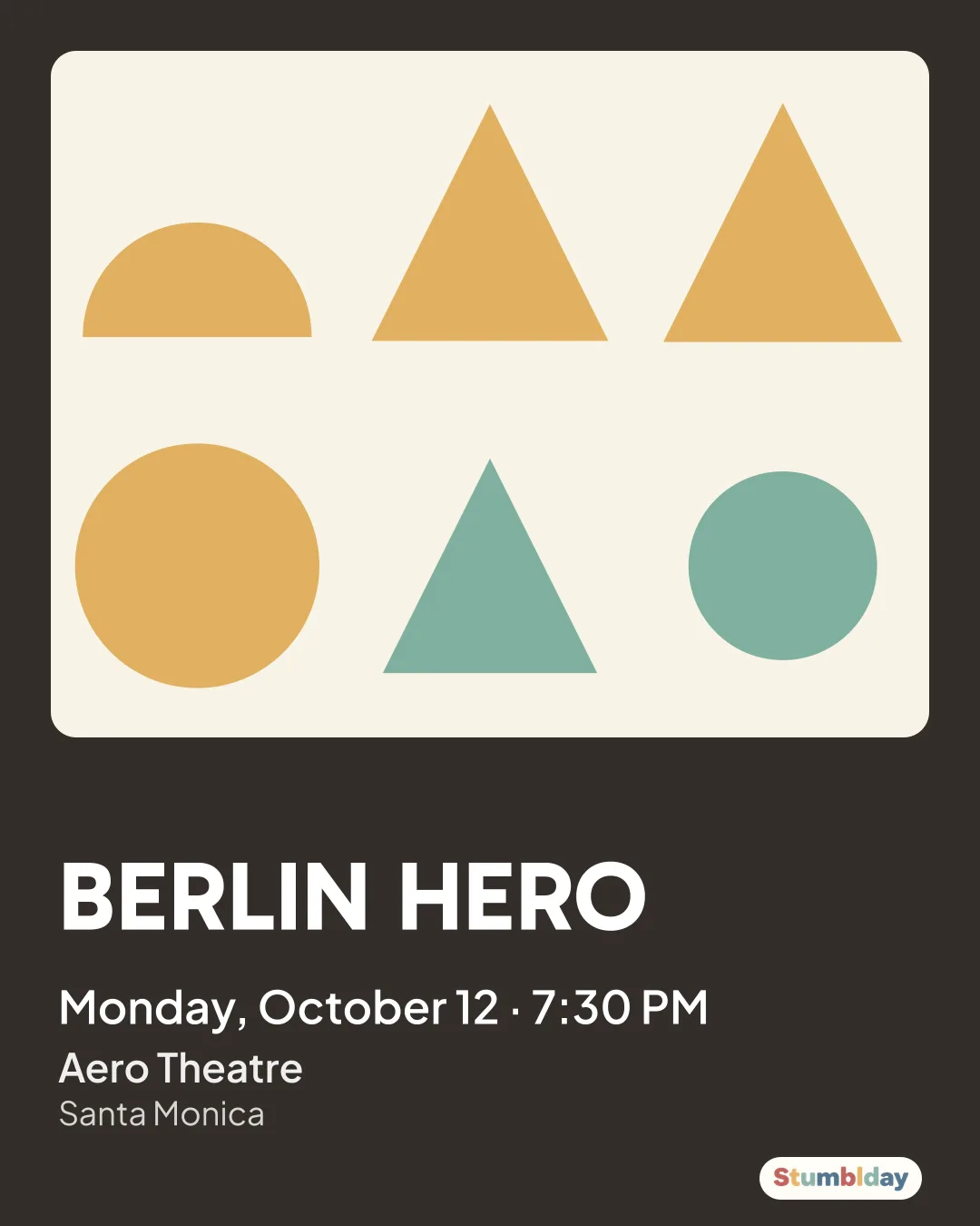 Flyer for BERLIN HERO: Monday, October 12 · 7:30 PM at Aero Theatre