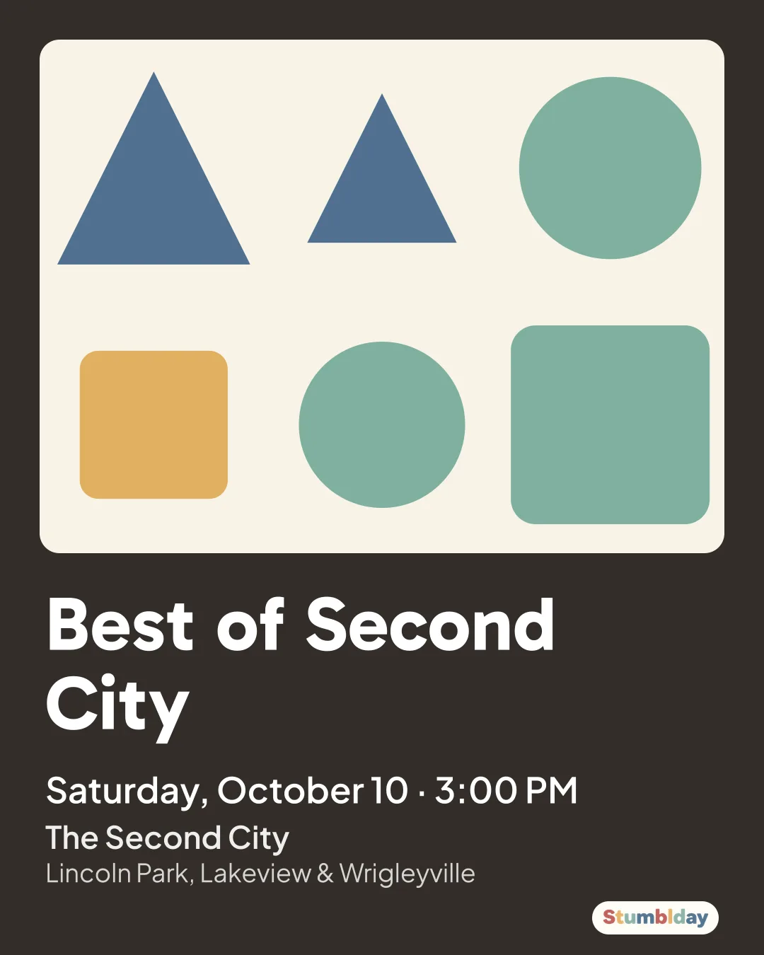Flyer for Best of Second City: Saturday, October 10 · 3:00 PM at The Second City