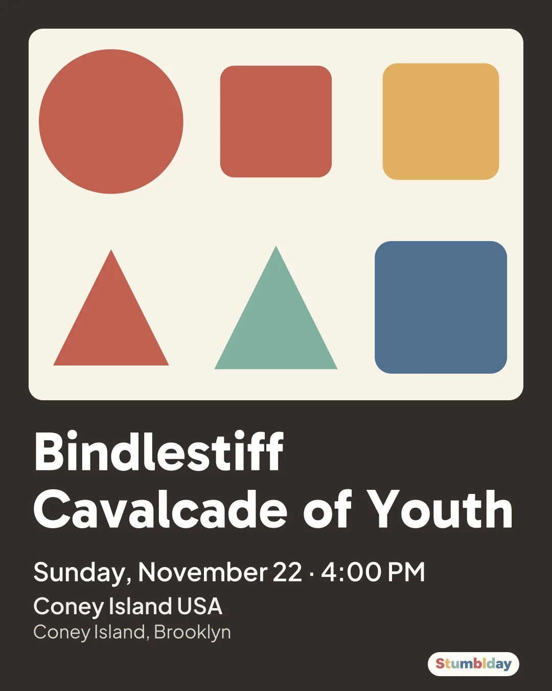 Flyer for Bindlestiff Cavalcade of Youth: Sunday, November 22 Β· 4:00 PM at Coney Island USA