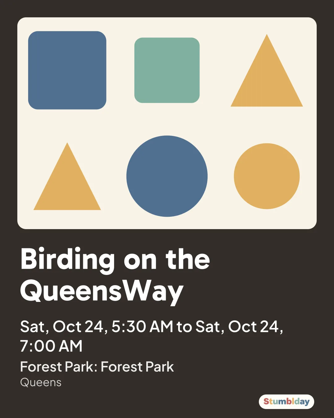 Flyer for Birding on the QueensWay: Sat, Oct 24, 5:30 AM to Sat, Oct 24, 7:00 AM at Forest Park: Forest Park