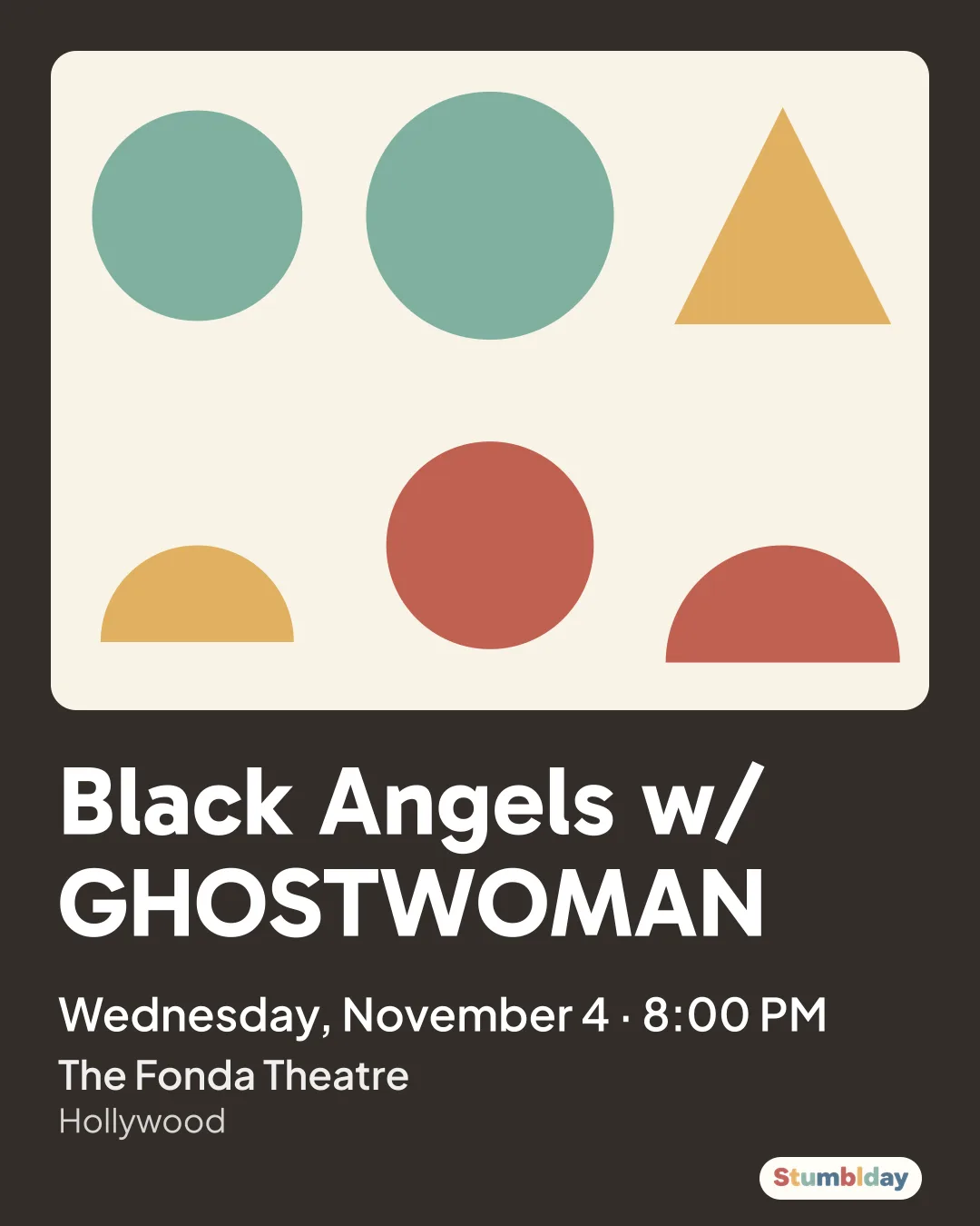 Flyer for Black Angels w/ GHOSTWOMAN: Wednesday, November 4 · 8:00 PM at The Fonda Theatre