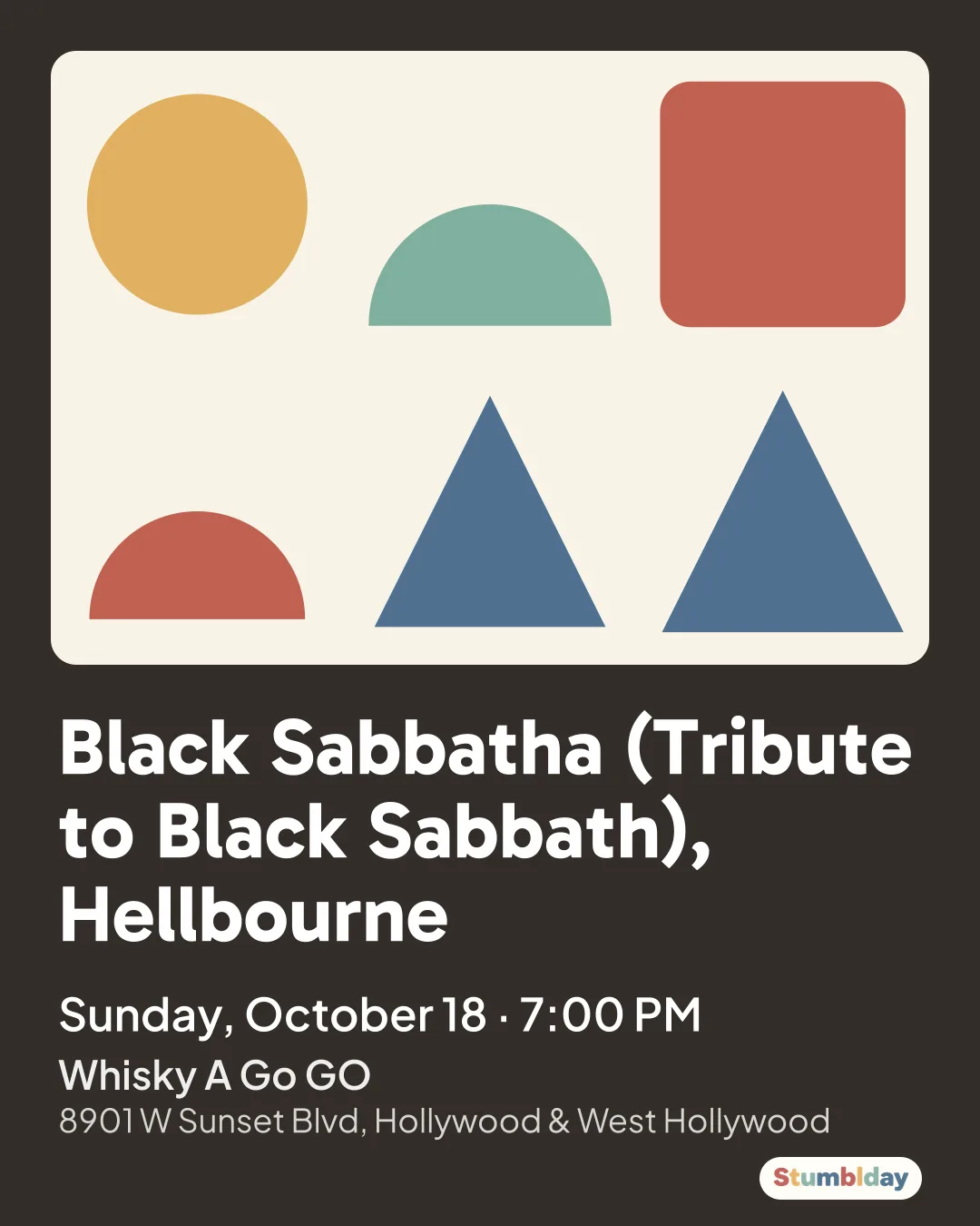 Flyer for Black Sabbatha (Tribute to Black Sabbath), Hellbourne: Sunday, October 18 · 7:00 PM at Whisky A Go GO