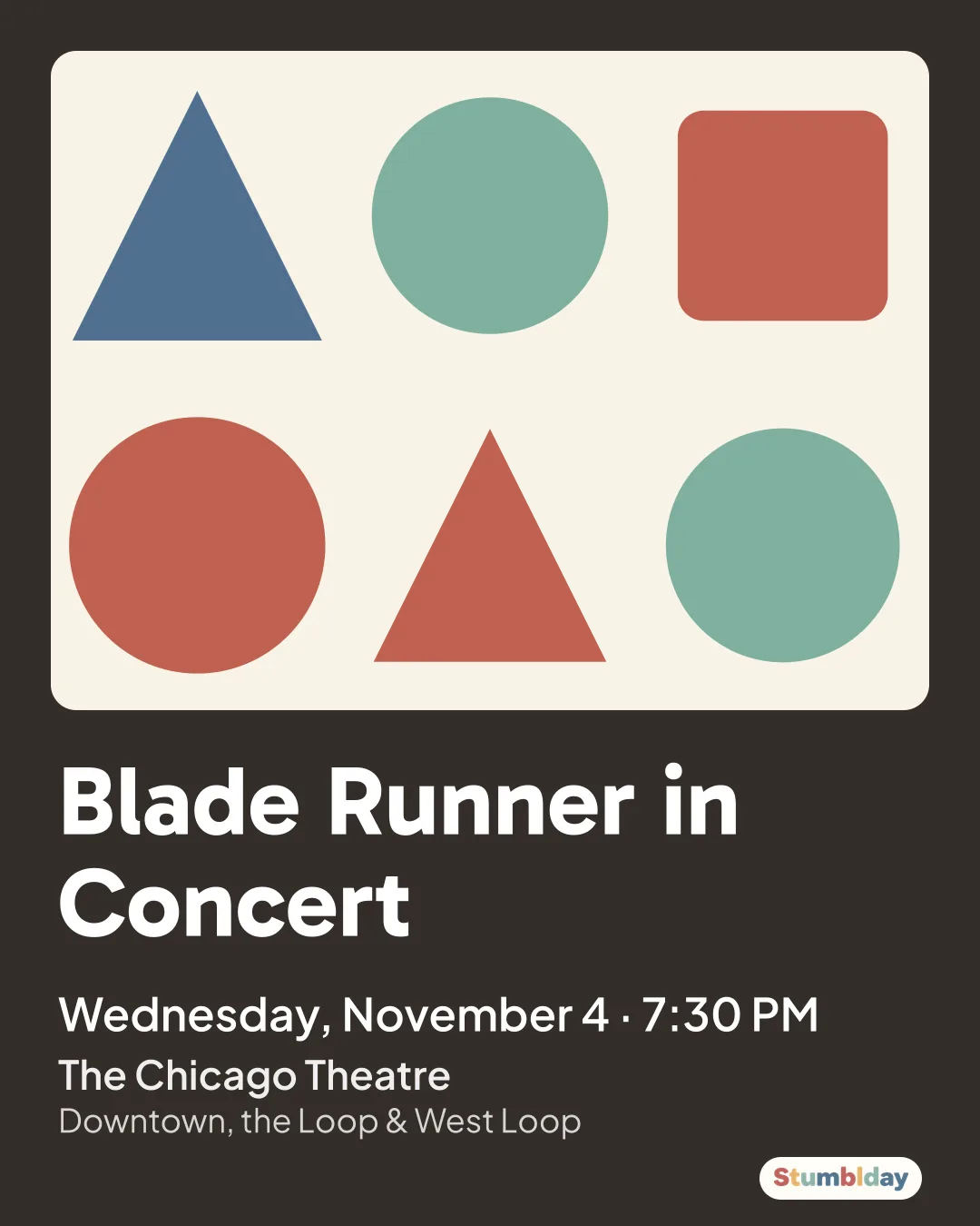 Flyer for Blade Runner in Concert: Wednesday, November 4 · 7:30 PM at The Chicago Theatre