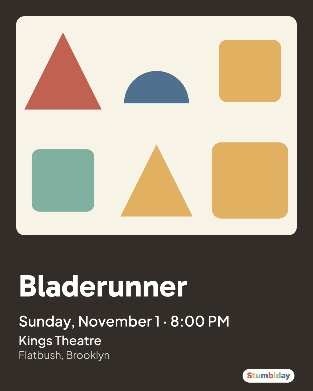 Flyer for Bladerunner: Sunday, November 1 · 8:00 PM at Kings Theatre