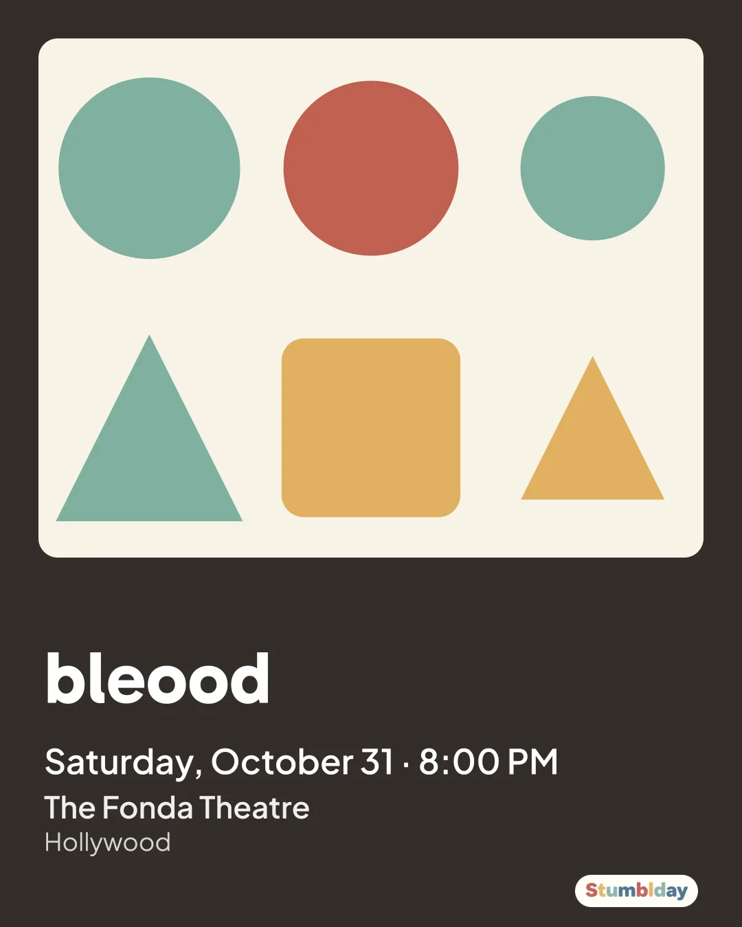 Flyer for bleood: Saturday, October 31 · 8:00 PM at The Fonda Theatre