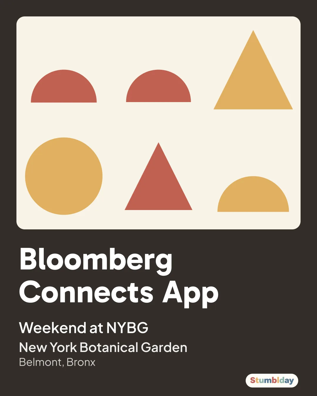 Flyer for Bloomberg Connects App: Weekend at NYBG at New York Botanical Garden