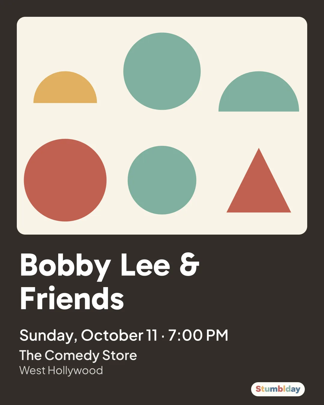 Flyer for Bobby Lee & Friends: Sunday, October 11 · 7:00 PM at The Comedy Store