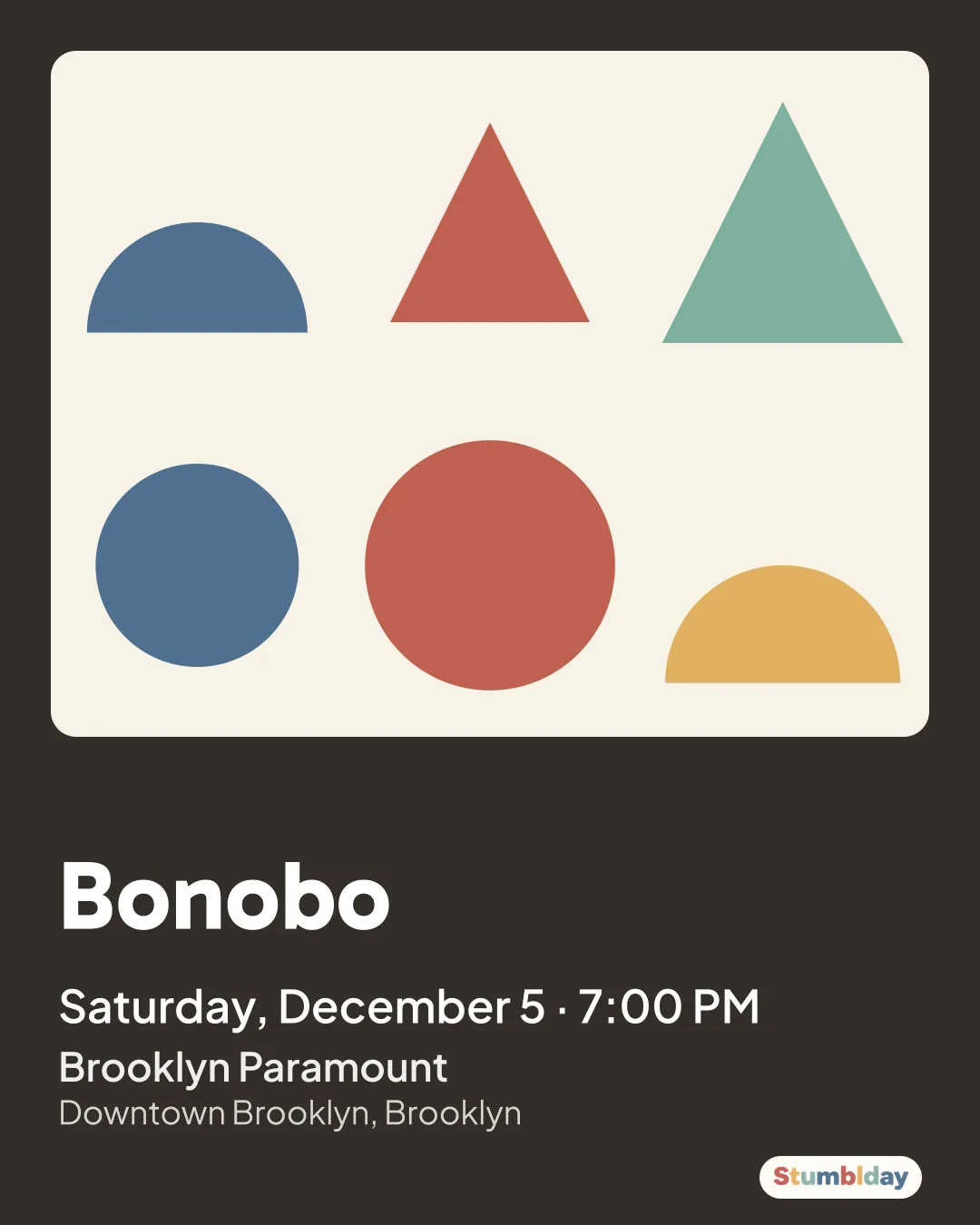 Flyer for Bonobo: Saturday, December 5 · 7:00 PM at Brooklyn Paramount