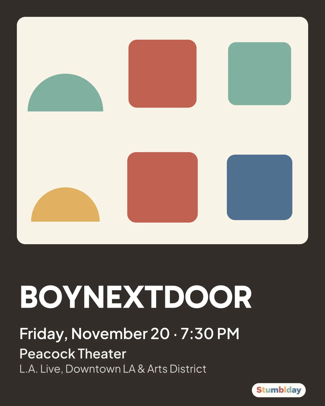 Flyer for BOYNEXTDOOR: Friday, November 20 · 7:30 PM at Peacock Theater