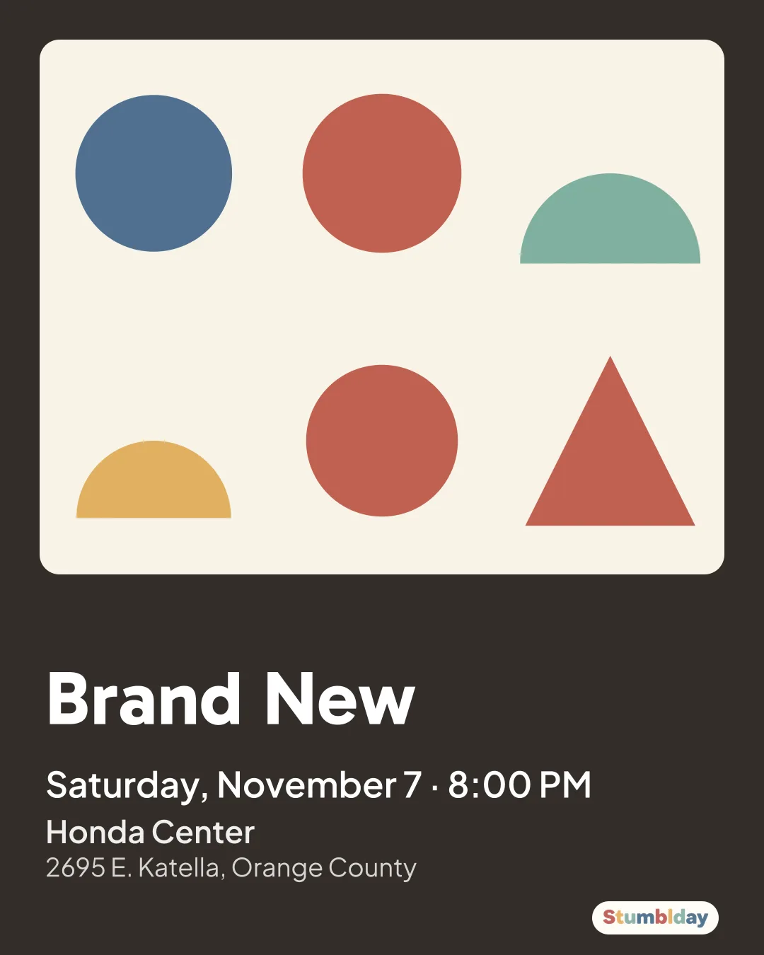 Flyer for Brand New: Saturday, November 7 · 8:00 PM at Honda Center