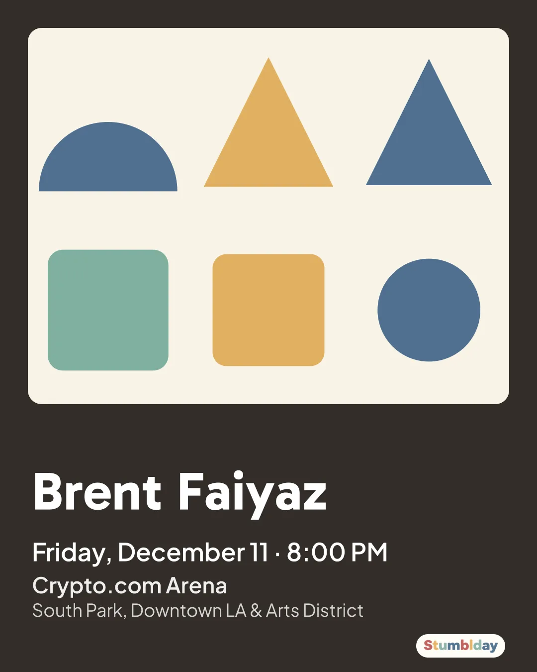 Flyer for Brent Faiyaz: Friday, December 11 · 8:00 PM at Crypto.com Arena