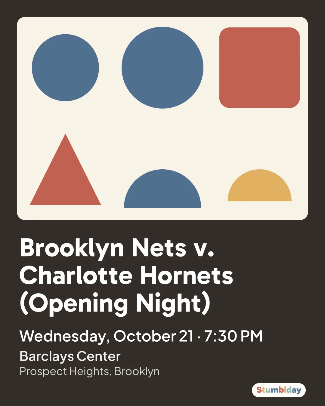 Flyer for Brooklyn Nets v. Charlotte Hornets (Opening Night): Wednesday, October 21 · 7:30 PM at Barclays Center