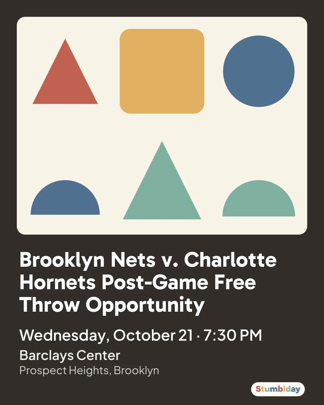 Flyer for Brooklyn Nets v. Charlotte Hornets Post-Game Free Throw Opportunity: Wednesday, October 21 · 7:30 PM at Barclays Center