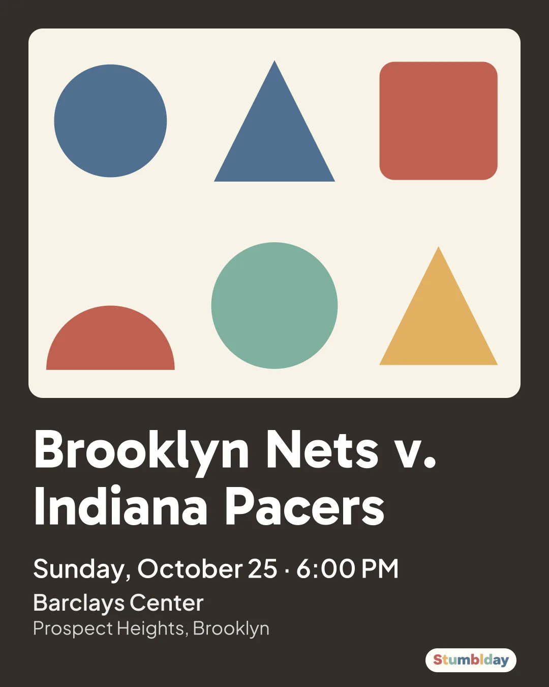 Flyer for Brooklyn Nets v. Indiana Pacers: Sunday, October 25 · 6:00 PM at Barclays Center