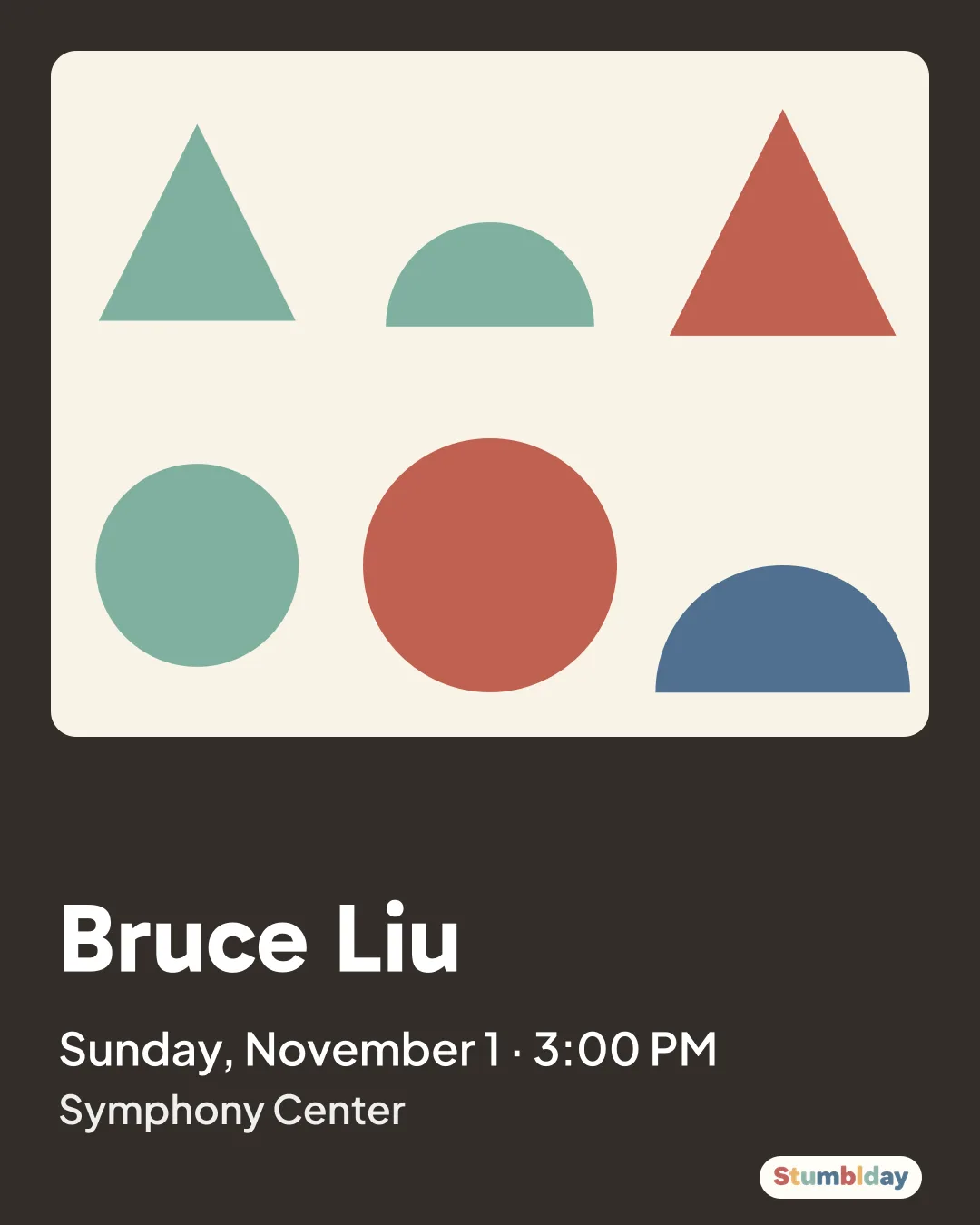 Flyer for Bruce Liu: Sunday, November 1 · 3:00 PM at Symphony Center