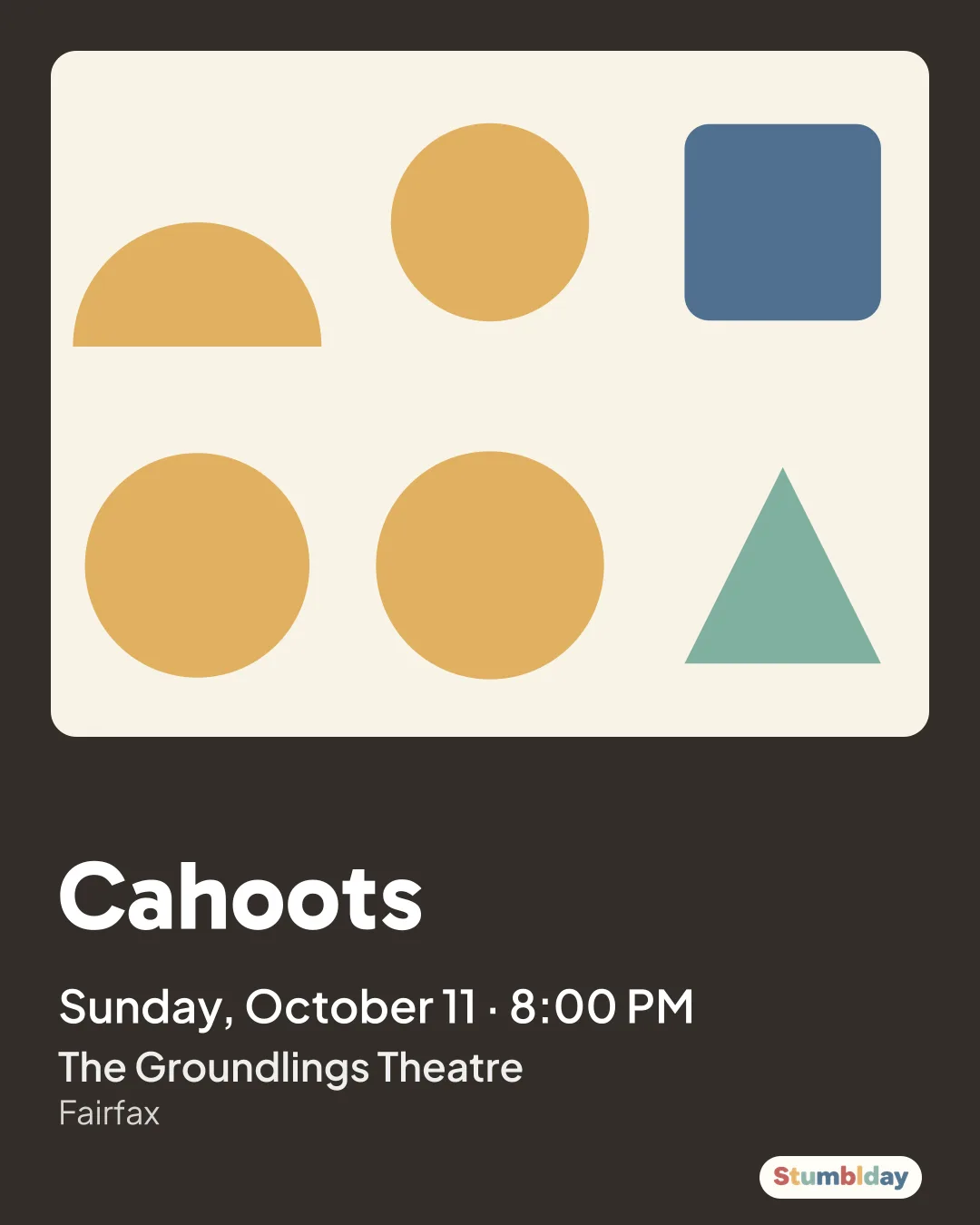 Flyer for Cahoots: Sunday, October 11 · 8:00 PM at The Groundlings Theatre