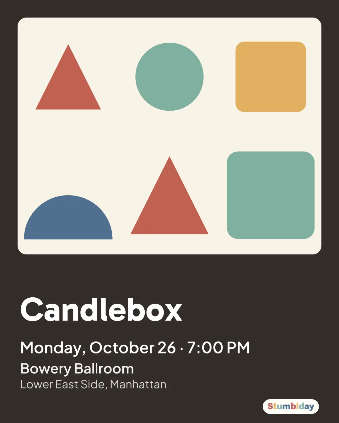 Flyer for Candlebox: Monday, October 26 · 7:00 PM at Bowery Ballroom