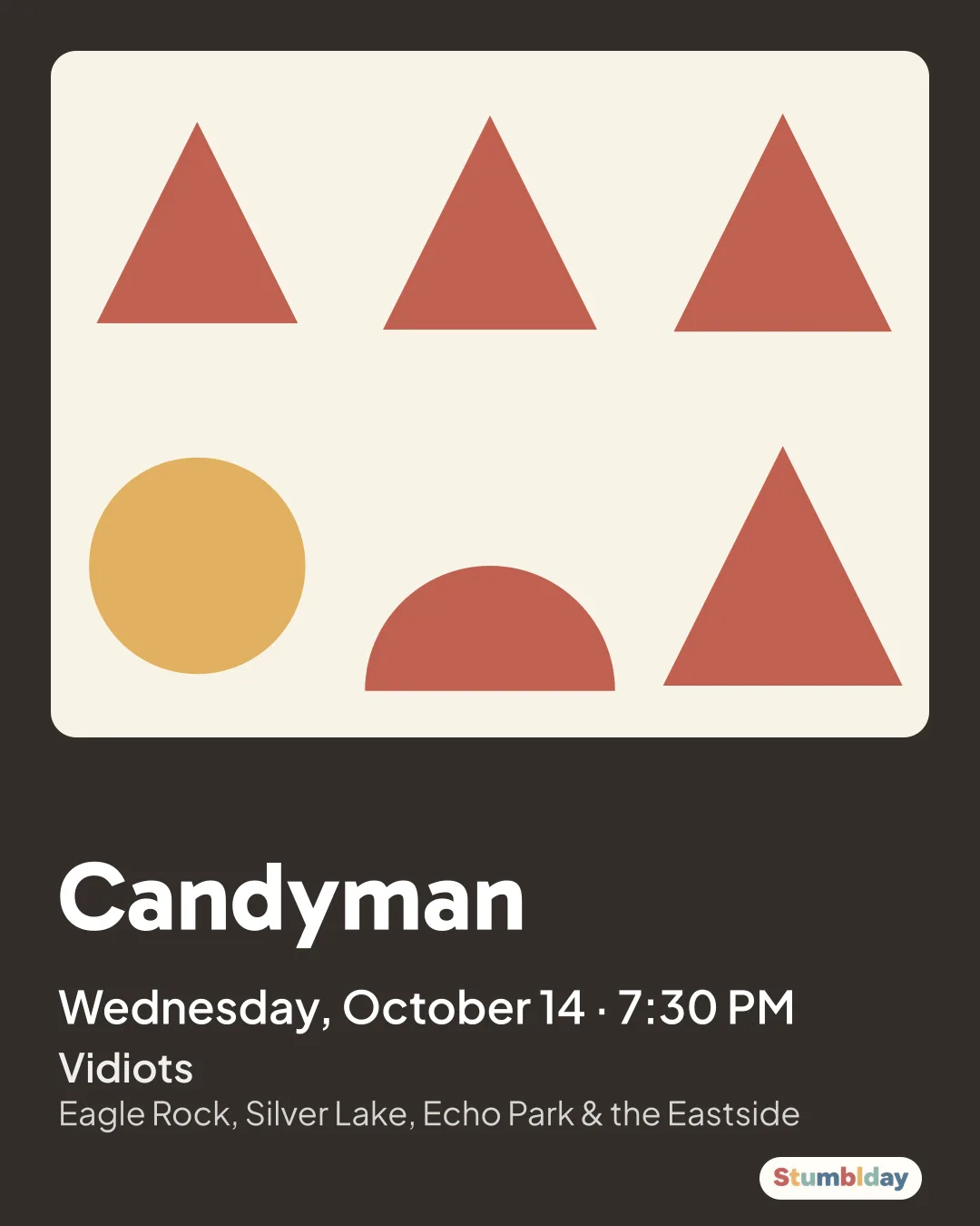 Flyer for Candyman: Wednesday, October 14 · 7:30 PM at Vidiots