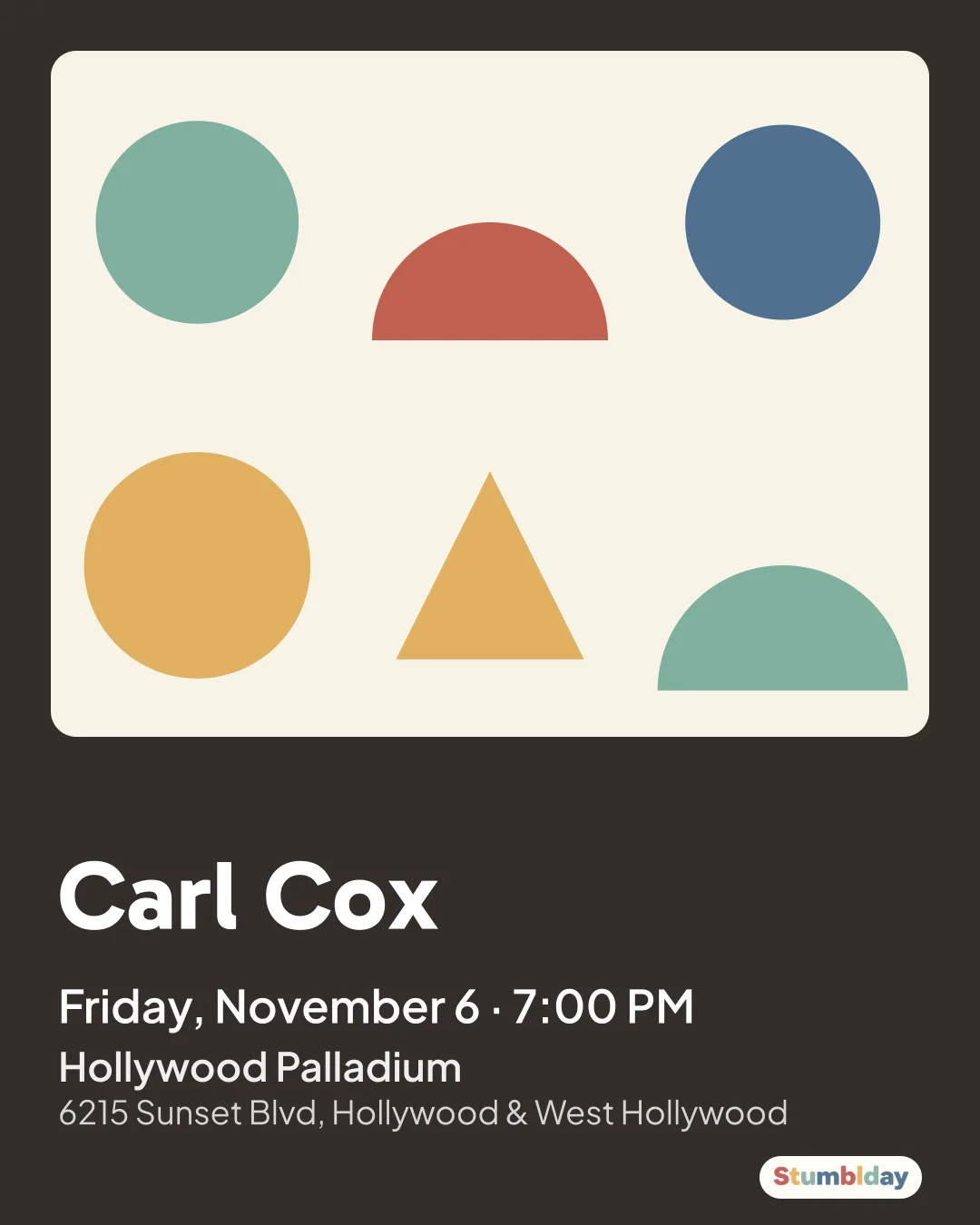 Flyer for Carl Cox: Friday, November 6 · 7:00 PM at Hollywood Palladium