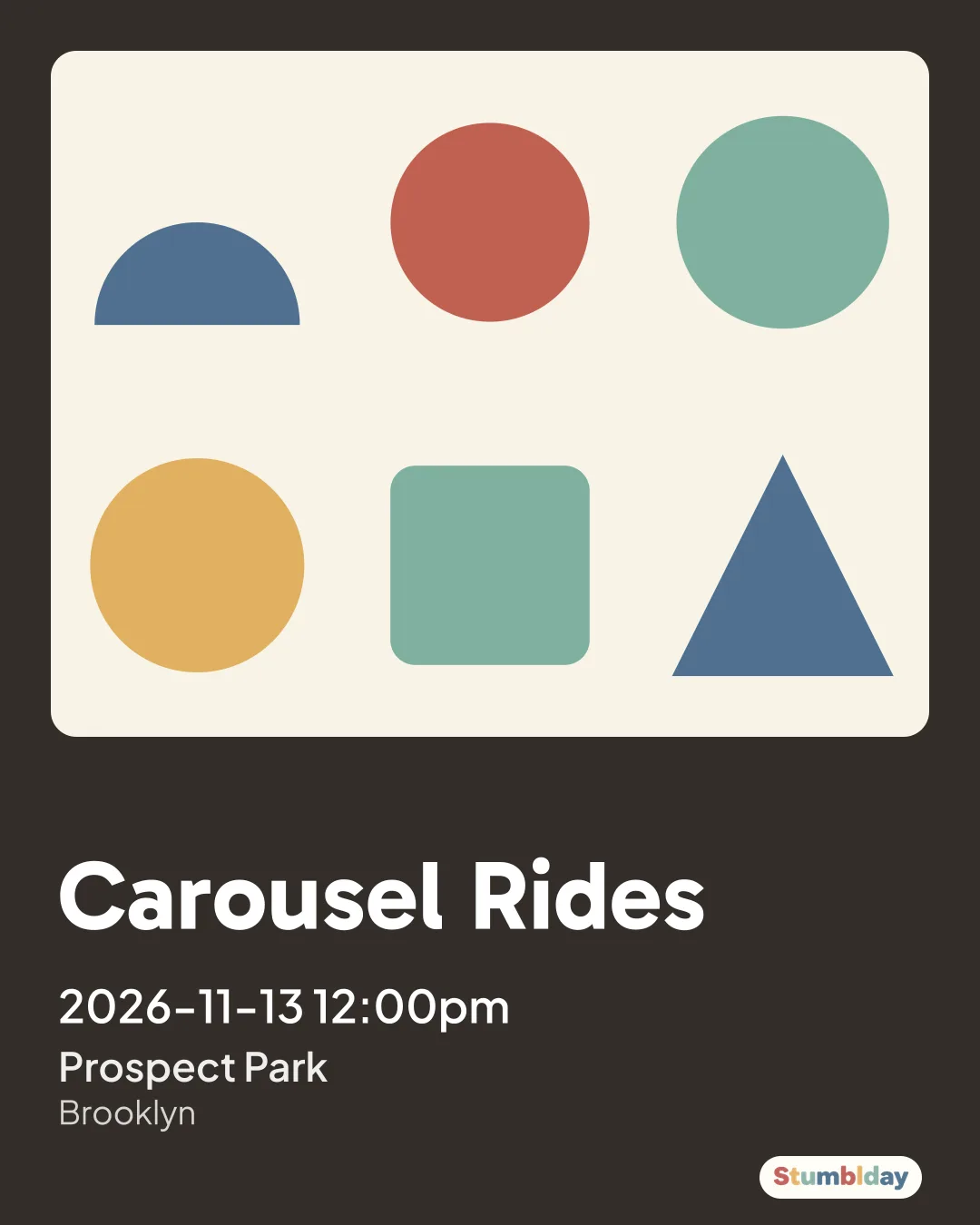 Flyer for Carousel Rides: 2026-11-13 12:00pm at Prospect Park