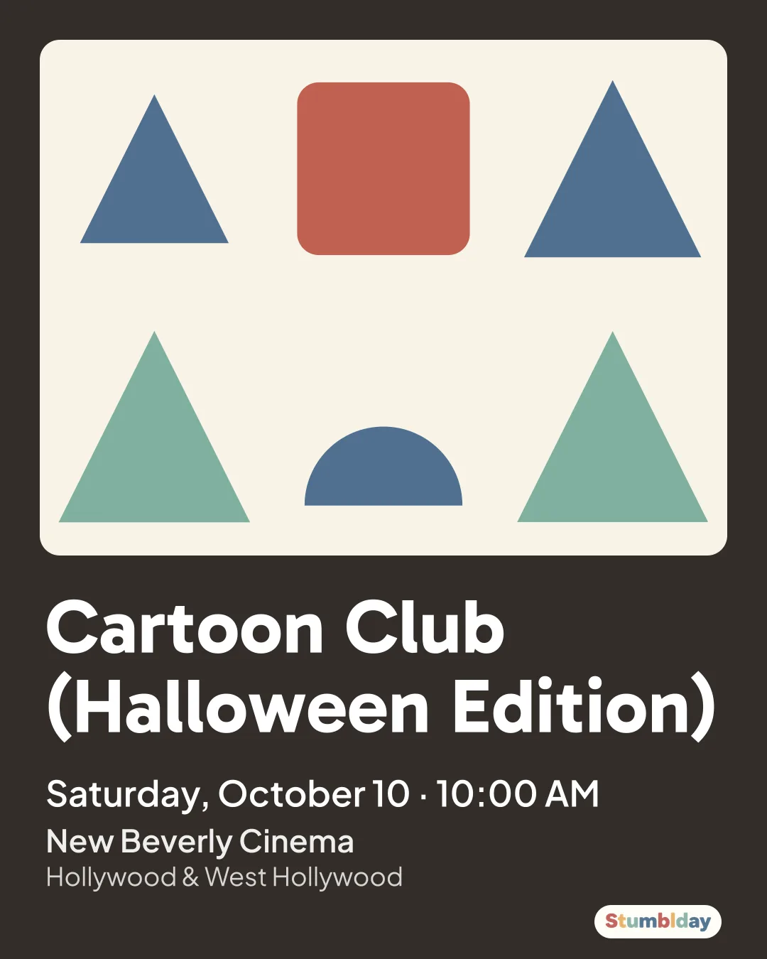 Flyer for Cartoon Club (Halloween Edition): Saturday, October 10 · 10:00 AM at New Beverly Cinema