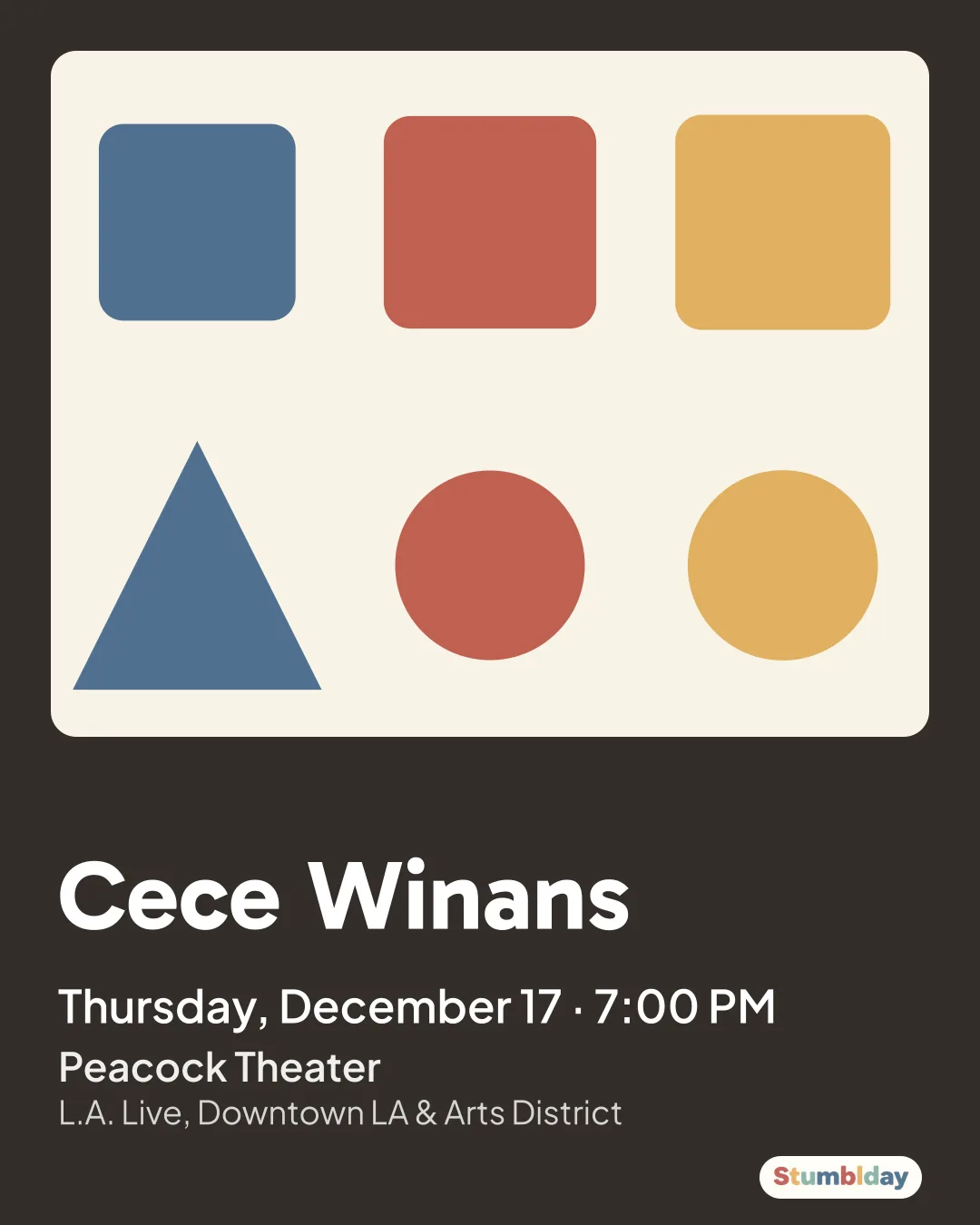 Flyer for Cece Winans: Thursday, December 17 · 7:00 PM at Peacock Theater