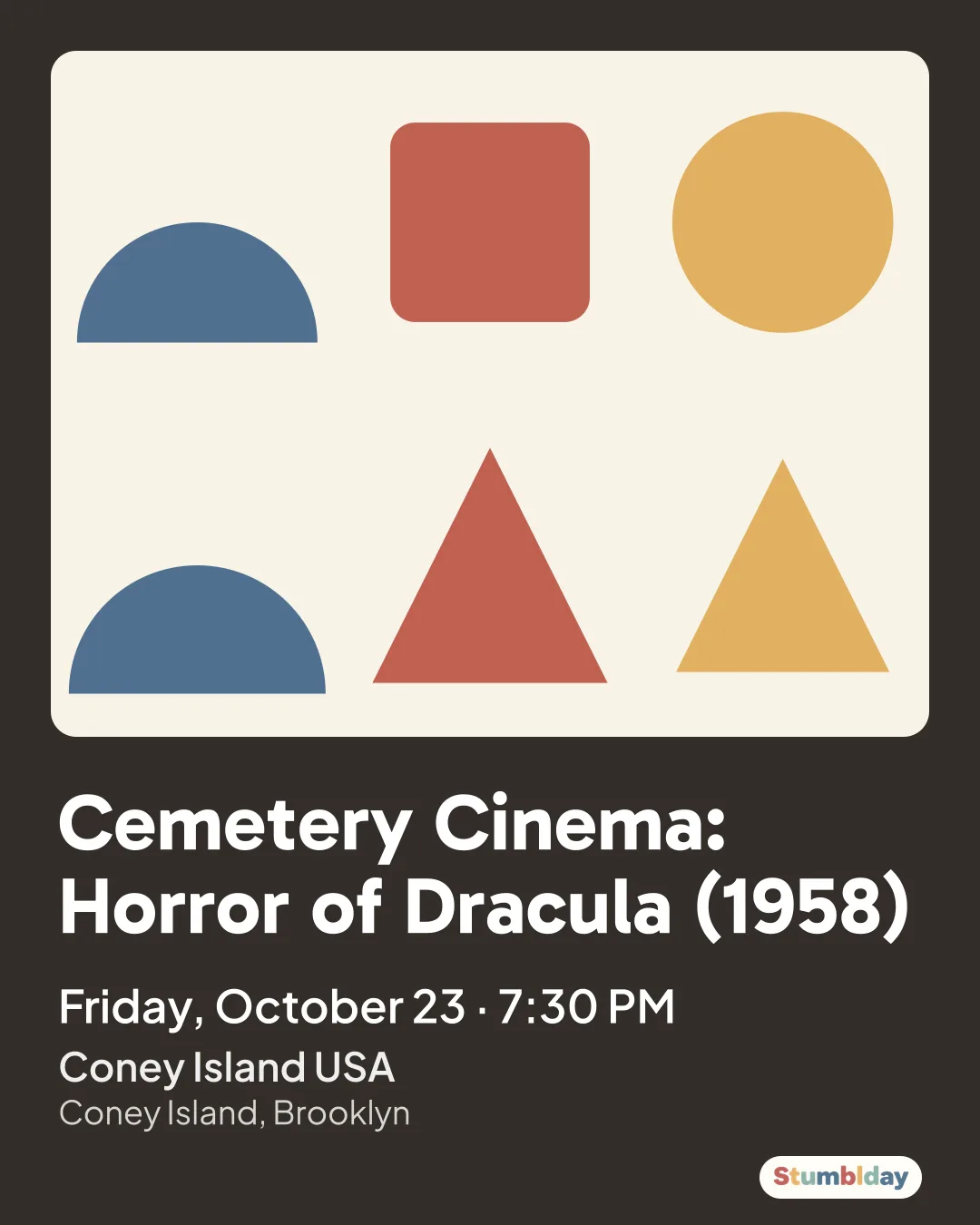 Flyer for Cemetery Cinema: Horror of Dracula (1958): Friday, October 23 Β· 7:30 PM at Coney Island USA