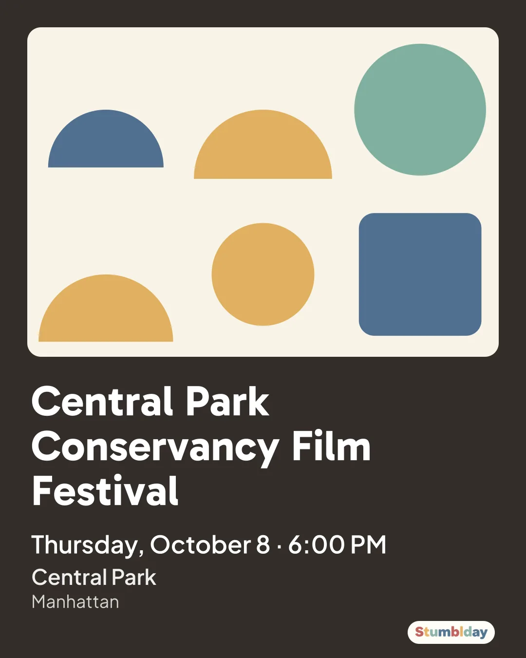 Flyer for Central Park Conservancy Film Festival: Thursday, October 8 · 6:00 PM at Central Park