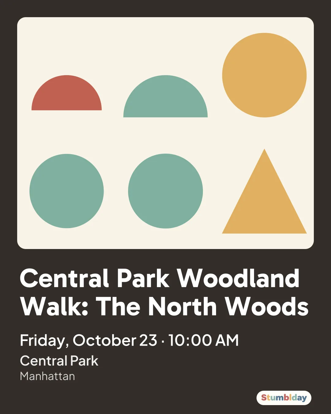 Flyer for Central Park Woodland Walk: The North Woods: Friday, October 23 Β· 10:00 AM at Central Park