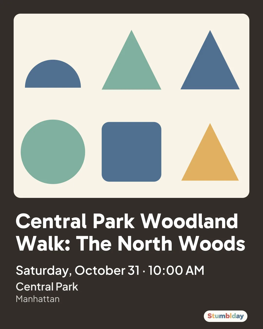 Flyer for Central Park Woodland Walk: The North Woods: Saturday, October 31 Β· 10:00 AM at Central Park