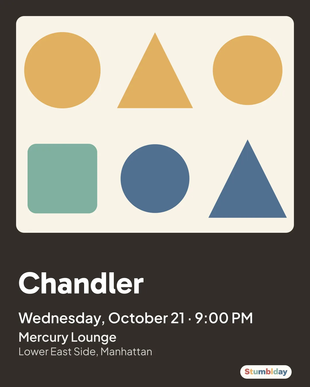 Flyer for Chandler: Wednesday, October 21 · 9:00 PM at Mercury Lounge