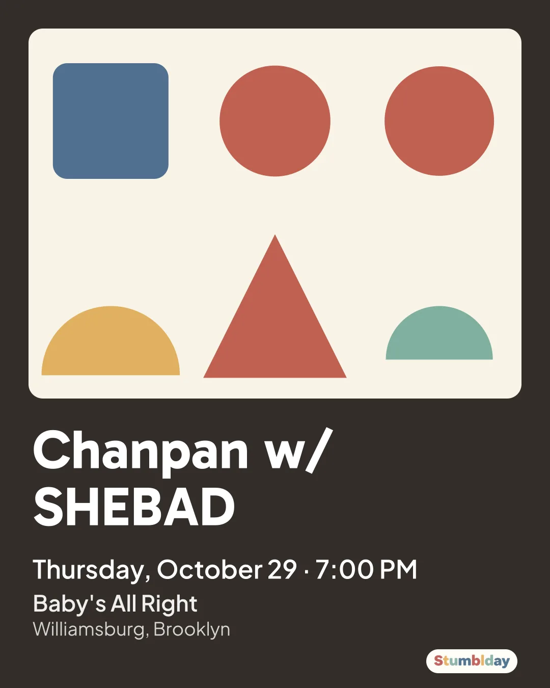 Flyer for Chanpan w/ SHEBAD: Thursday, October 29 · 7:00 PM at Baby's All Right