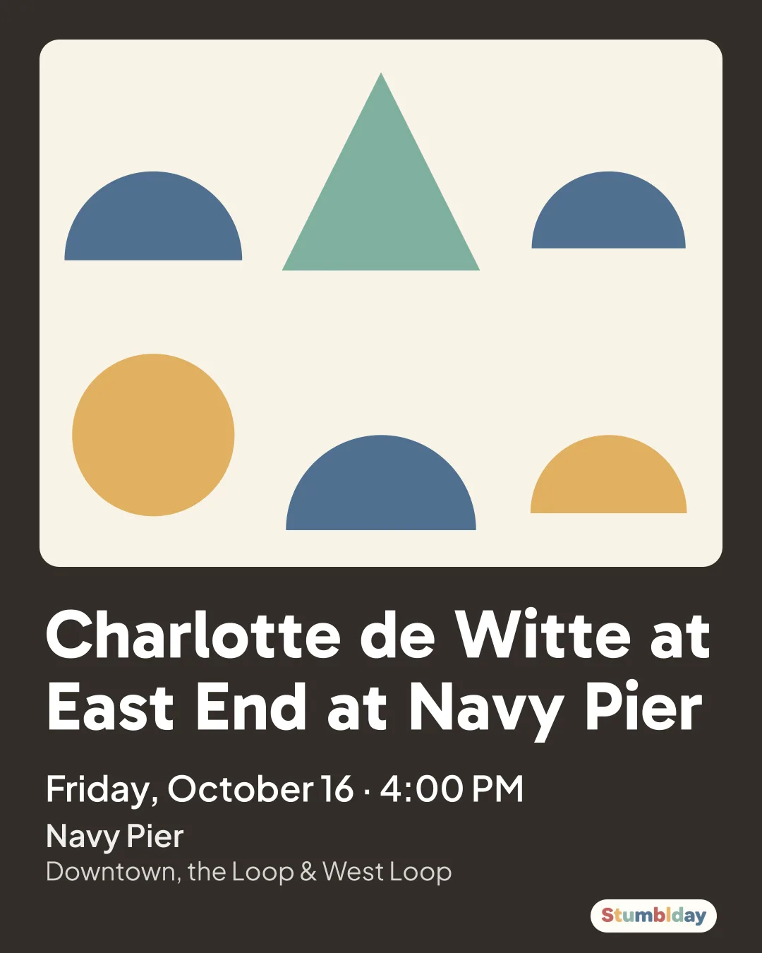 Flyer for Charlotte de Witte at East End at Navy Pier: Friday, October 16 · 4:00 PM at Navy Pier