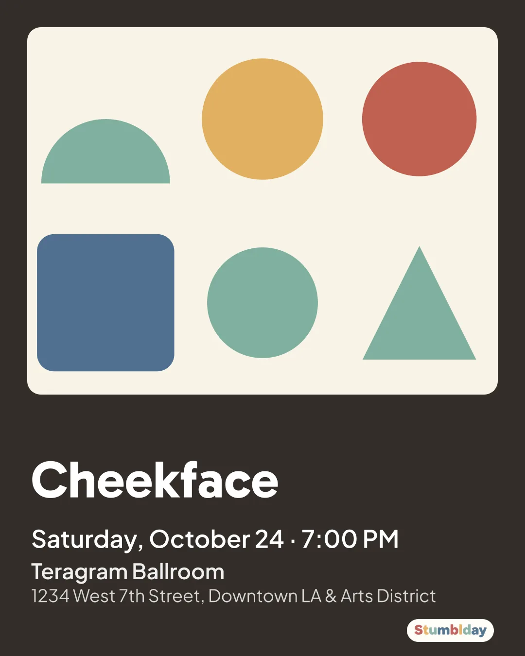 Flyer for Cheekface: Saturday, October 24 · 7:00 PM at Teragram Ballroom