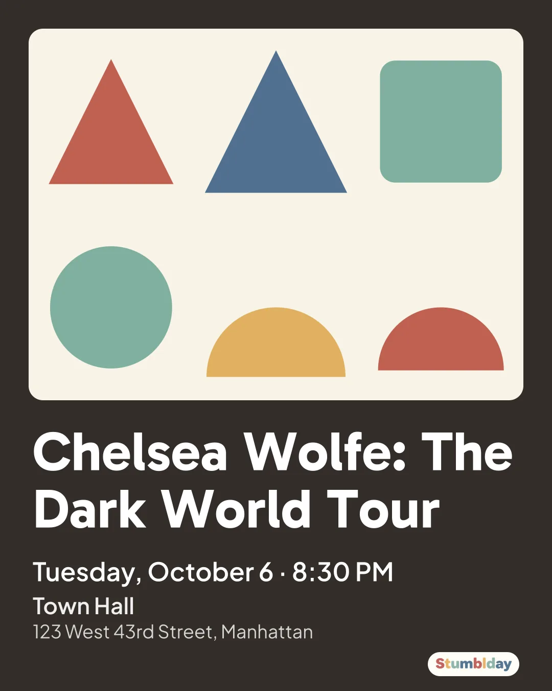 Flyer for Chelsea Wolfe: The Dark World Tour: Tuesday, October 6 · 8:30 PM at Town Hall