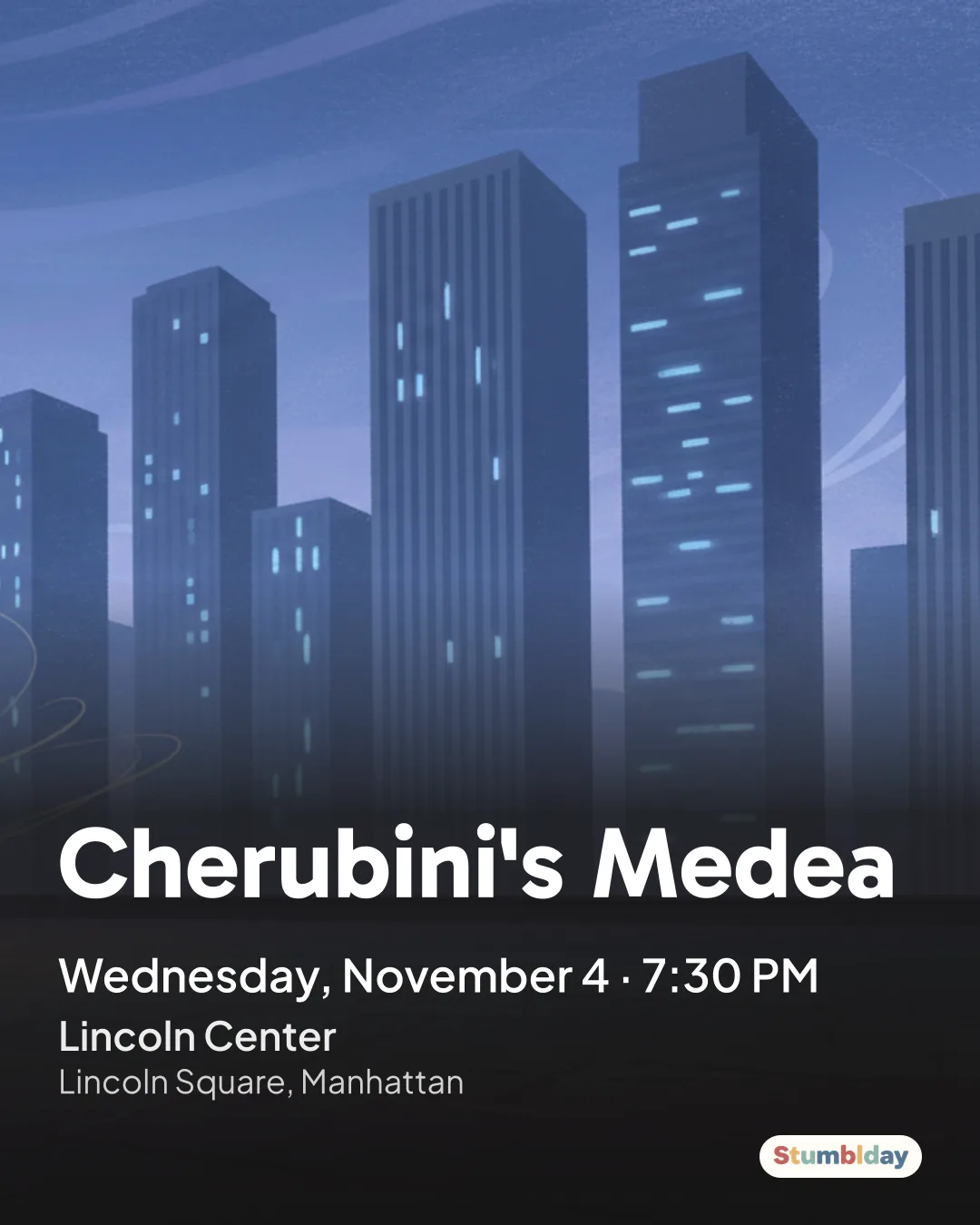 Flyer for Cherubini's Medea: Wednesday, November 4 · 7:30 PM at Lincoln Center