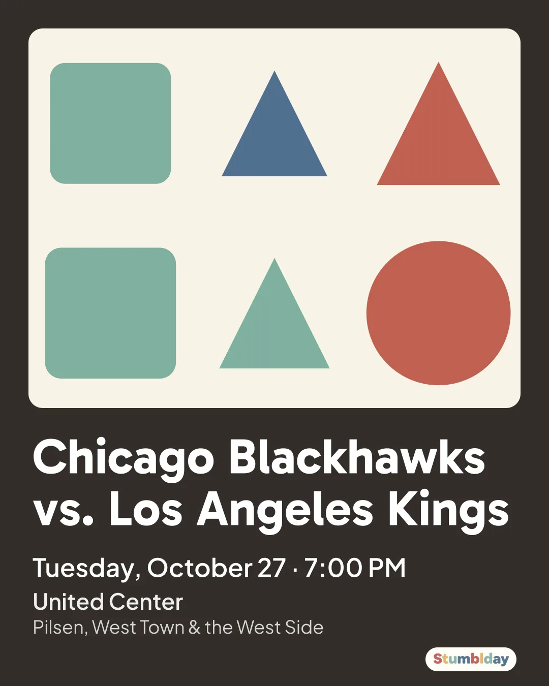 Flyer for Chicago Blackhawks vs. Los Angeles Kings: Tuesday, October 27 · 7:00 PM at United Center