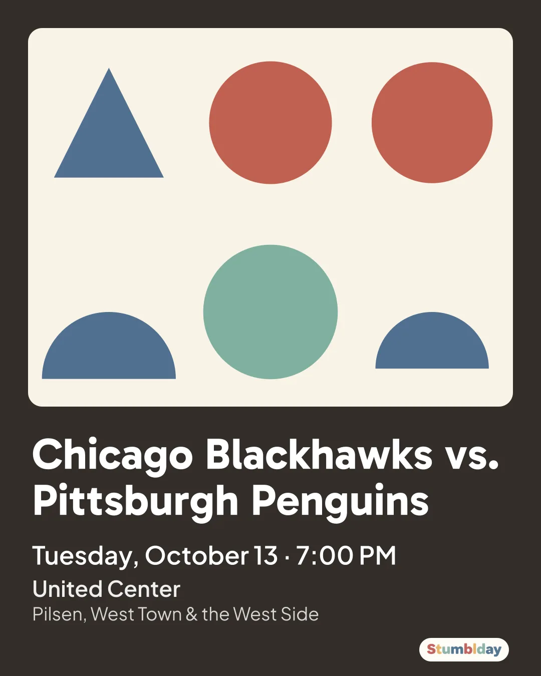 Flyer for Chicago Blackhawks vs. Pittsburgh Penguins: Tuesday, October 13 · 7:00 PM at United Center