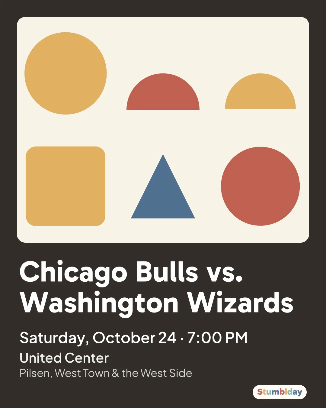 Flyer for Chicago Bulls vs. Washington Wizards: Saturday, October 24 · 7:00 PM at United Center