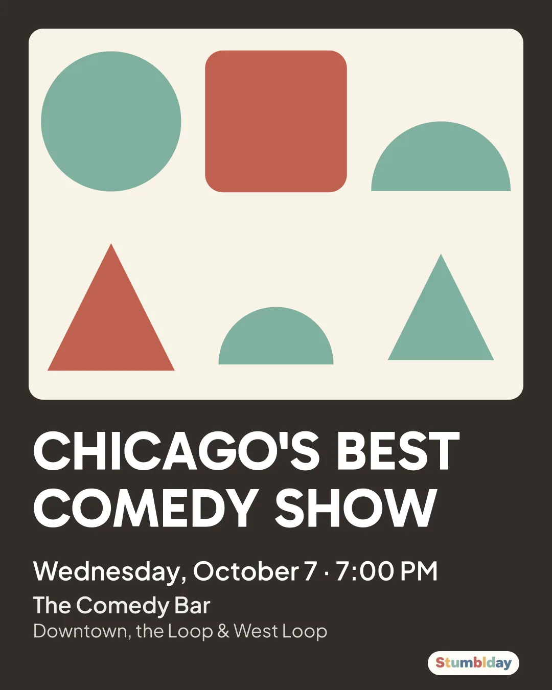 Flyer for CHICAGO'S BEST COMEDY SHOW: Wednesday, October 7 · 7:00 PM at The Comedy Bar