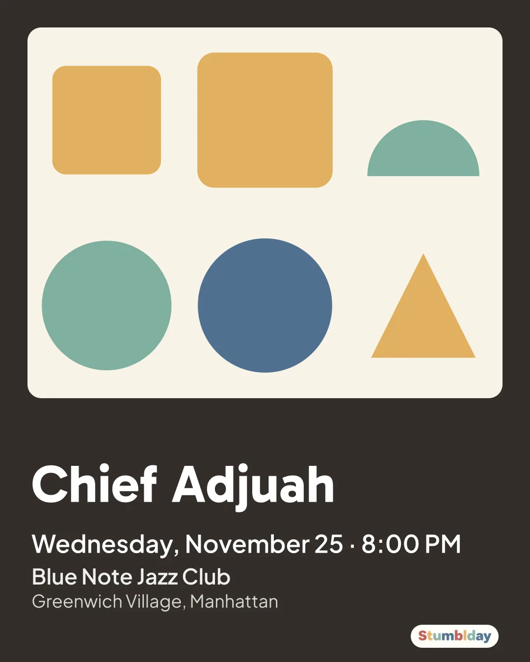 Flyer for Chief Adjuah: Wednesday, November 25 · 8:00 PM at Blue Note Jazz Club