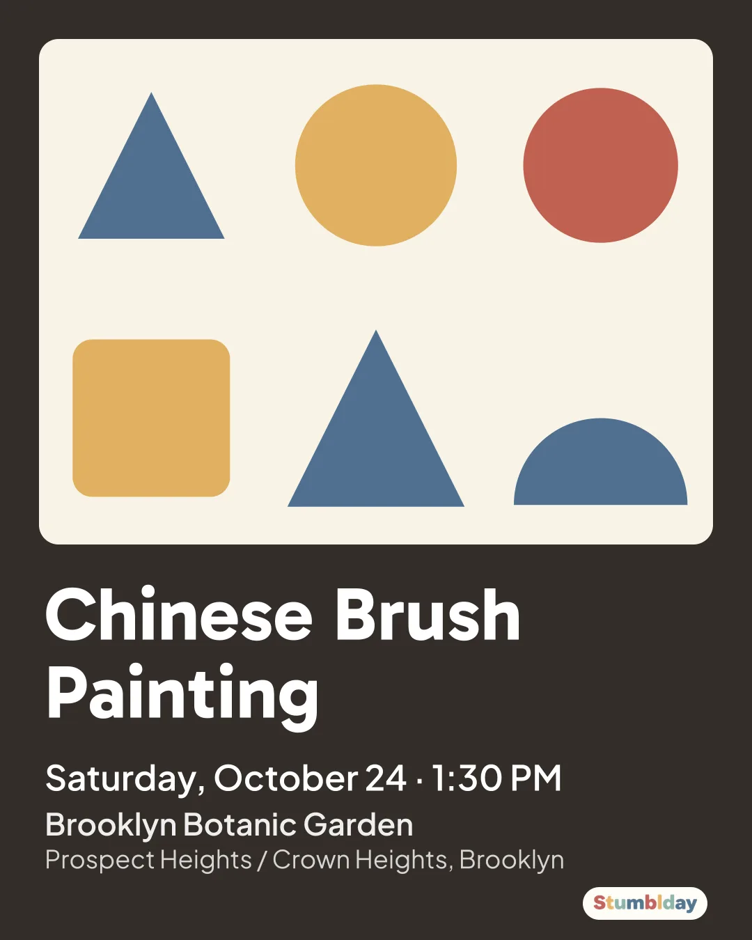 Flyer for Chinese Brush Painting: Saturday, October 24 · 1:30 PM at Brooklyn Botanic Garden