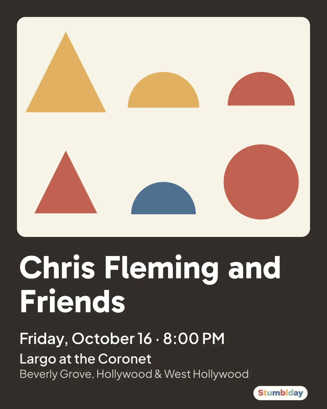 Flyer for Chris Fleming and Friends: Friday, October 16 · 8:00 PM at Largo at the Coronet