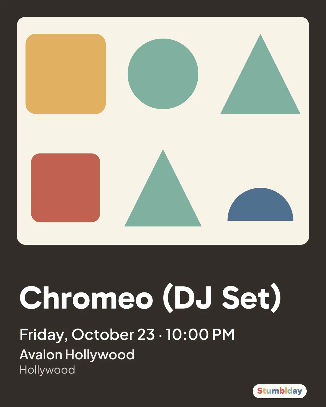 Flyer for Chromeo (DJ Set): Friday, October 23 · 10:00 PM at Avalon Hollywood