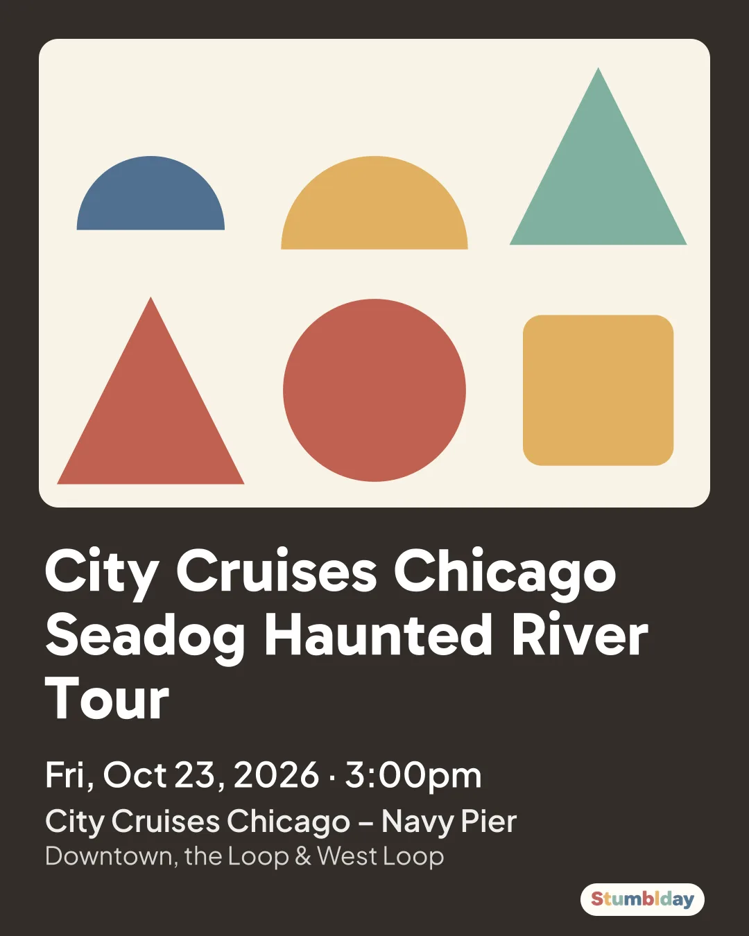 Flyer for City Cruises Chicago Seadog Haunted River Tour: Fri, Oct 23, 2026 · 3:00pm at City Cruises Chicago – Navy Pier