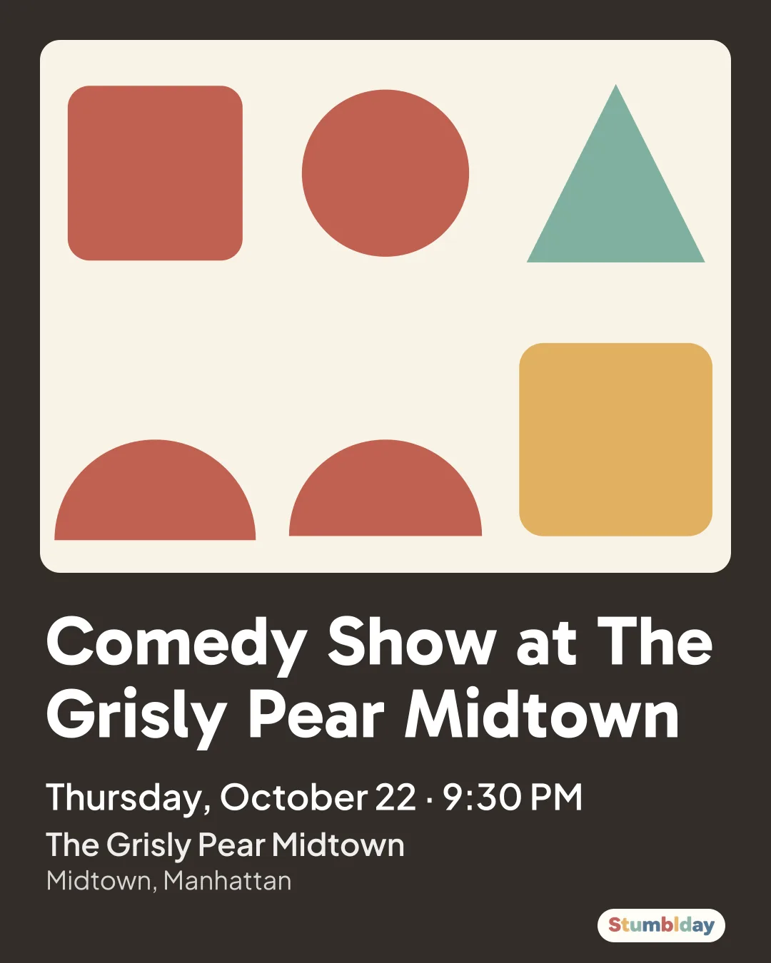 Flyer for Comedy Show at The Grisly Pear Midtown: Thursday, October 22 · 9:30 PM at The Grisly Pear Midtown